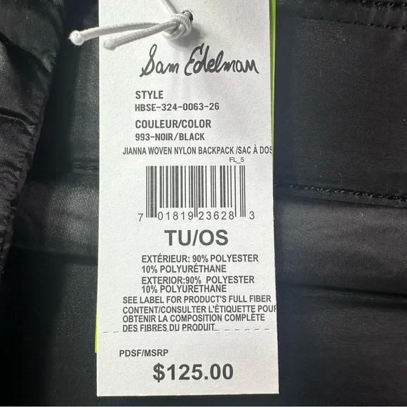 NEW SAM EDLEMAN JIANNA WOVEN NYLON BACKPACK NWT!! - Picture 9 of 9